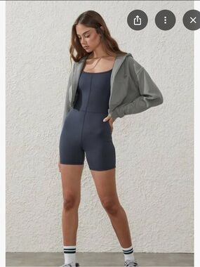 Cotton On Women's Ultra-Soft Bike Shorts Onesie - Charcoal Gray
